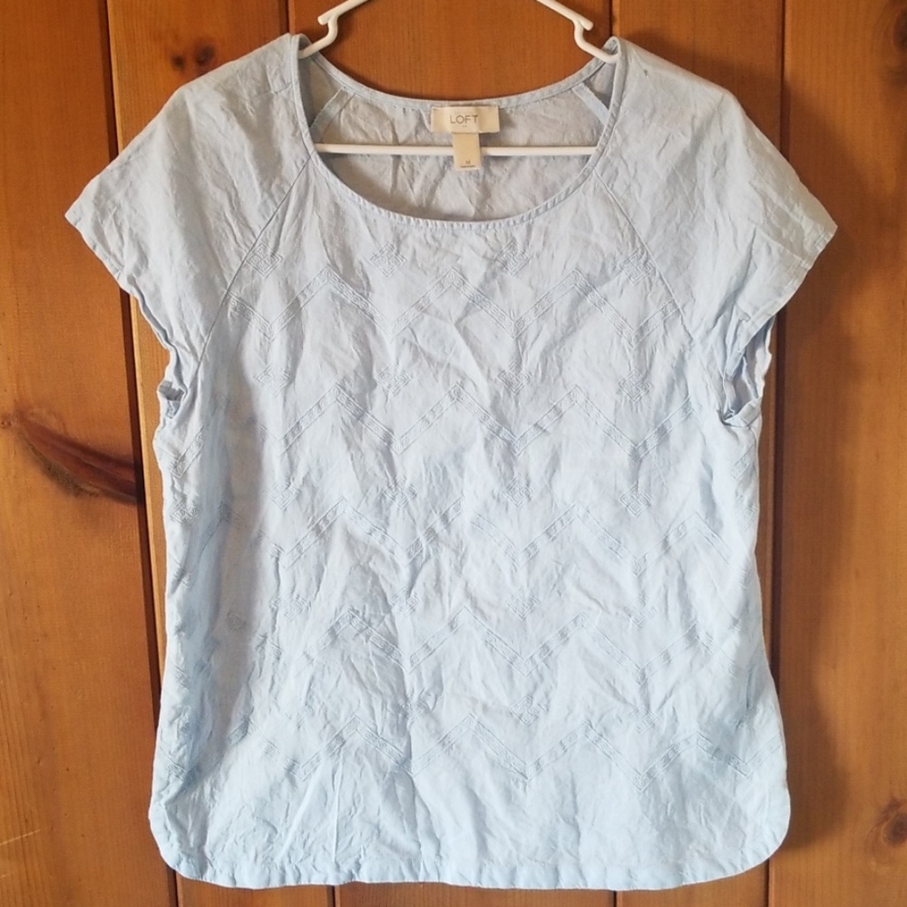 Loft light blue embroidered Cotton Top